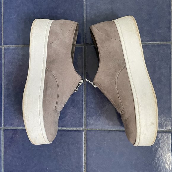 Vince Limestone Warner Zip Suede Platform Sneakers - Picture 5 of 5